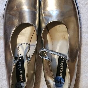 Metallic Just Nikki Silver Ballet Flats | Minimalist Chic Slip-On Shoes |